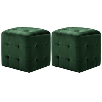 vidaXL Nachtkastjes 2 st 30x30x30 cm fluweel groen, Huis en Inrichting, Slaapkamer | Nachtkastjes, Overige materialen, Minder dan 45 cm
