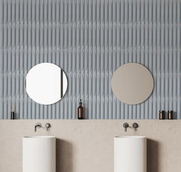 Wandtegel WoW Ovaal Bol 3D Relieve Decor Lake Blauw Mat 5x30, Nieuw, 20 tot 40 cm, 10 m² of meer, Wandtegels