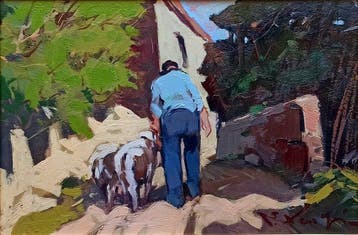 Enzo Lenzi (1942-2025) - Pastore con gregge