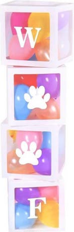 Vier letter ballon blokken wit met opdruk WOOF + ballonnen, Dieren en Toebehoren, Verzenden, Nieuw
