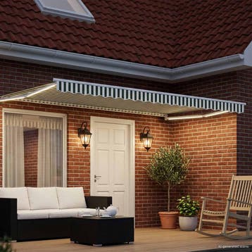 vidaXL Handmatig knikarmscherm met solar LED 4 x 3 m, Verzenden, Nieuw