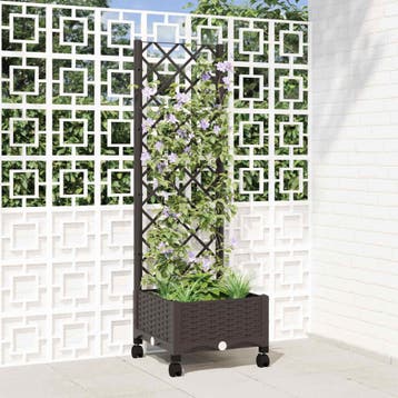 vidaXL Tuinplantbak met schutting en wielen Bruin 40 x 40 x, Verzenden, Nieuw, Minder dan 60 cm