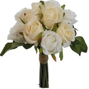 Budget boeket handgebonden zijden 26 cm ivory&cream low, Ophalen of Verzenden, Nieuw