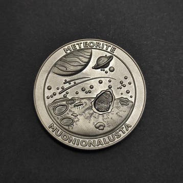 Muonionalusta meteoriet Moneta Acciaio - Hoogte: 4 cm -