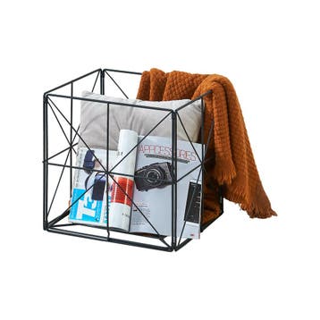 [en.casa] Krantenmand metaal 40x40x40 cm zwart, Verzenden, Nieuw