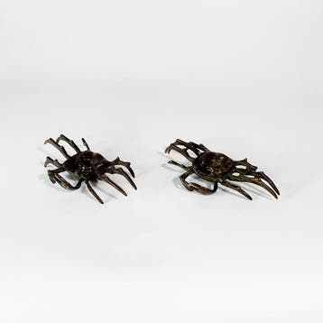 Pair of Bronze Crab Chazai - sculptuur Brons - Japan (Zonder