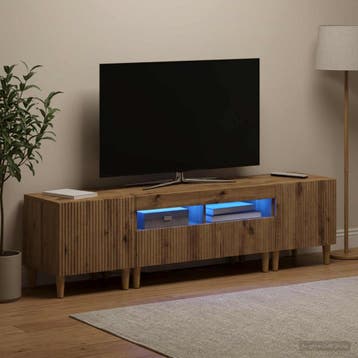 vidaXL 3-delige LED TV-kast ARNHEM 3 st Artisanaal eiken, Minder dan 50 cm, Verzenden, Nieuw, Minder dan 100 cm