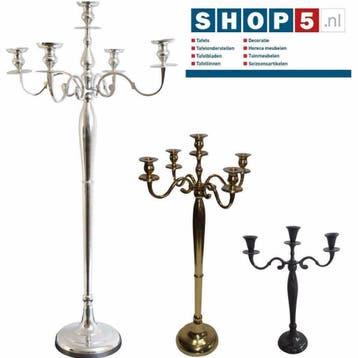 kandelaar goud - zilver - kaarsen kandelaren - 3 afmetingen, Huis en Inrichting, Woonaccessoires | Kandelaars en Kaarsen, Overige materialen