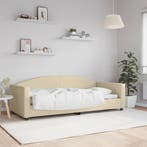 vidaXL Slaapbank 90x200 cm stof crèmekleurig, Huis en Inrichting, Slaapkamer | Bedden, 90 cm, Eenpersoons, Verzenden, Nieuw