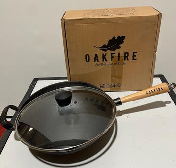 Wokpan Oakfire met glazen deksel (vlakke bodem), Huis en Inrichting, Ophalen of Verzenden, Nieuw