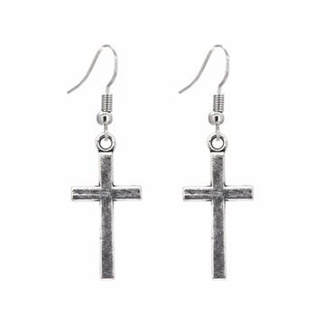 Fako Bijoux - Oorbellen - Kruisjes - Zilverkleurig, Verzenden, Nieuw