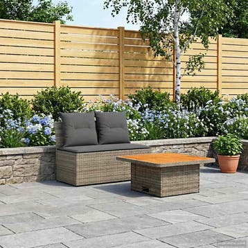 vidaXL 2 Stuk Tuin middelste sofa met uitschuiftafel poly, Verzenden, Nieuw, Rotan, 2 zitplaatsen