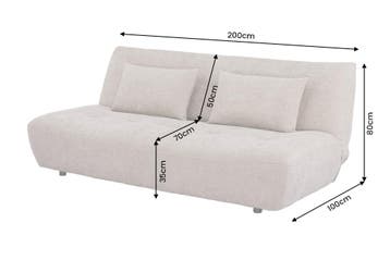 Slaapbank ELYPSE 200cm 3-zits chenille greige - 48662, Ophalen of Verzenden, Nieuw