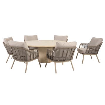 Hampton Puglia low dining tuinset 160xH69 cm 7 delig mortex, Ophalen of Verzenden, Nieuw