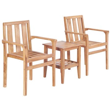 vidaXL 3-delige Bistroset massief teakhout, Tuin en Terras, Tuinsets en Loungesets, Verzenden, Nieuw, Teakhout, 3 zitplaatsen