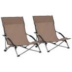 Strandstoelen 2 st inklapbaar stof taupe, Tuin en Terras, Tuinstoelen, Verzenden, Nieuw