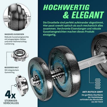 Dumbells set - Gewichten set - Halterset - Gietijzer - 20 kg, Sport en Fitness, Fitnessmaterialen, Verzenden, Zo goed als nieuw