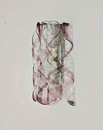 Wandlamp - Vernikkeld messing, Muranoglas