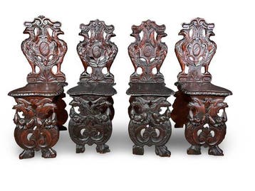 Stoel (4) - Hout - Antieke Renaissance-stoelen