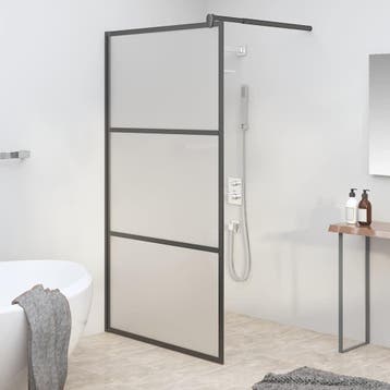 vidaXL Inloopdouchewand 100x195 cm mat ESG-glas zwart, Verzenden, Nieuw
