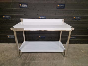 Werktafel | Maxima | bodemschap | spatrand | RVS | 160 cm |, Nieuw in verpakking, RVS Meubilair