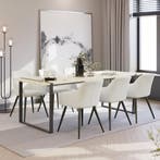 Eetkamerstoel Marilyn fluweellook, zwarte stoelpoten - crème, Huis en Inrichting, Stoelen, Verzenden, Nieuw