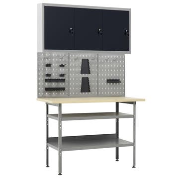 vidaXL Werkbank met drie wandpanelen en een kast, Doe-het-zelf en Verbouw, Verzenden, Nieuw