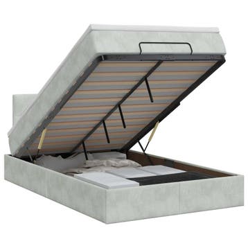 vidaXL Ottoman bed met matras Lichtgrijs 120 x 190 cm, Huis en Inrichting, Slaapkamer | Bedden, Verzenden, Nieuw, Stof