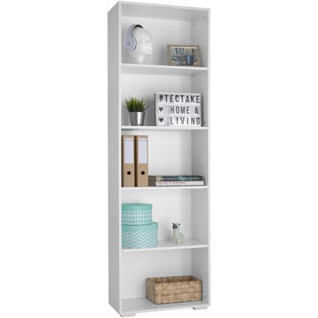 Boekenrek Lexi 5 vakken 60x30x190cm - wit, Verzenden, Nieuw