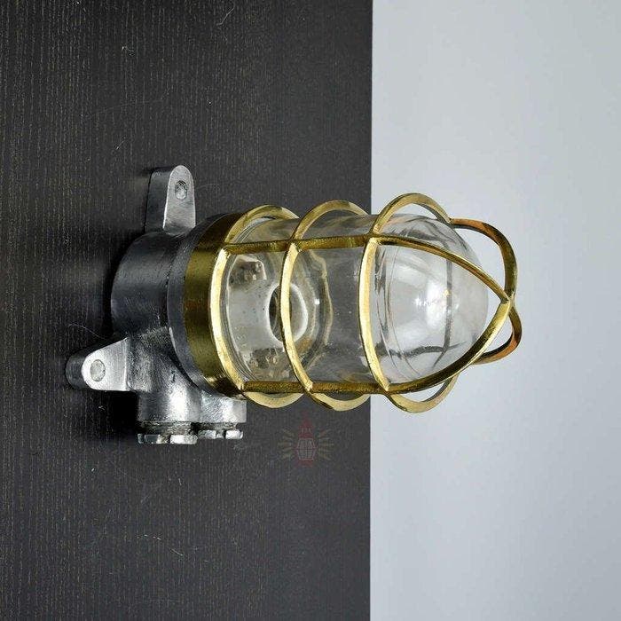 Wandlamp - Messing, Glas, Metaal, Antiek en Kunst, Antiek | Wandborden en Tegels