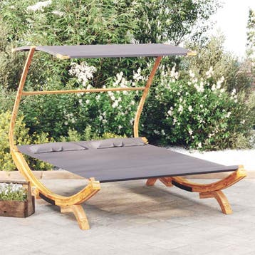 vidaXL Loungebed met luifel 165x203x138 cm gebogen hout, Verzenden, Nieuw
