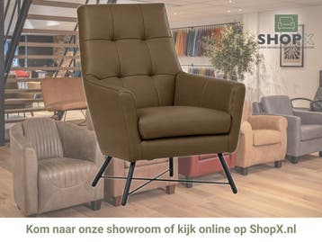 Leren fauteuil Proud - Toledo Lever (bruin), Nieuw, Ophalen of Verzenden, 75 tot 100 cm, Industrieel, Modern