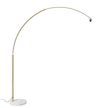 Booglamp messing met marmeren voet wit verstelbaar - XXL, Verzenden, Nieuw, Modern