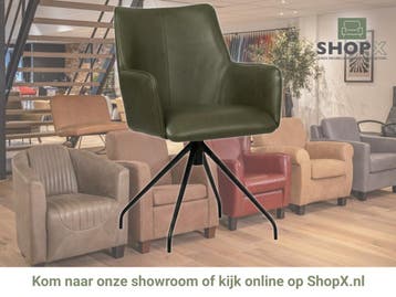 Leren draaibare eetkamerstoel Wave - Granada Moss, Huis en Inrichting, Barkrukken, 60 tot 90 cm, Nieuw, Leer, Ophalen of Verzenden