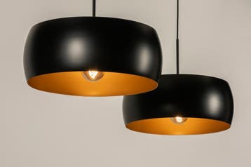 Rietveld Hanglampen - Zwart, Goud - Metaal, Aluminium, Verzenden, Nieuw