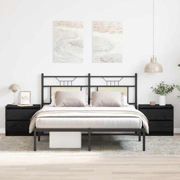 vidaXL Nachtkastje 2 st Zwart Eiken 50 x 40 x 43,5 cm, Huis en Inrichting, Minder dan 45 cm, Verzenden, Nieuw, Minder dan 55 cm