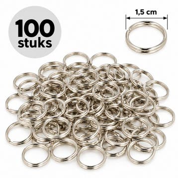 DIY Sleutelringen 1,5cm – Sleutelhangers – Metaal – Zilver –, Nieuw