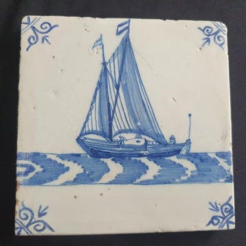 Tegel - 1600-1650 - Delftsblauwe tegels, Antiek en Kunst