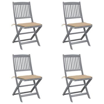 vidaXL Set van 4 klapstoelen met kussens, gemaakt van, Verzenden, Nieuw, Hout