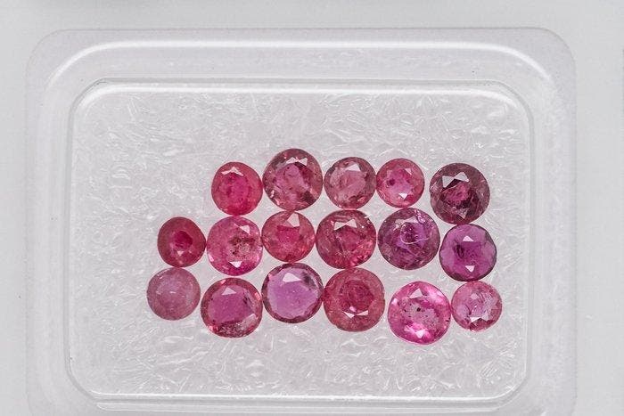 Zonder minimumprijs - 17 pcs Robijn - 2.11 ct - Gem Report, Sieraden, Tassen en Uiterlijk, Edelstenen