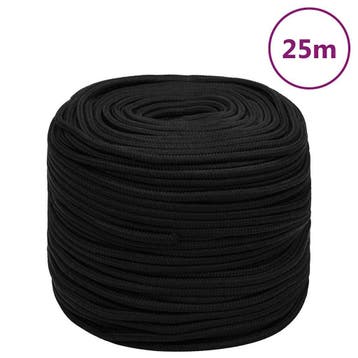 vidaXL Werktouw 8 mm 25 m polyester zwart, Verzenden, Nieuw