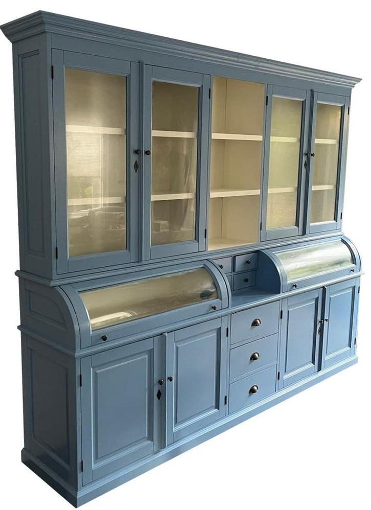 Buffetkast oud blauw  Bastiaan 260cm bolle kleppen, Huis en Inrichting, Kasten | Buffetkasten, Ophalen of Verzenden