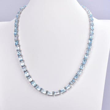 Zonder minimumprijs - Halsketting Zilver - Topaz -, Sieraden, Tassen en Uiterlijk, Kettingen, Nieuw