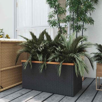 vidaXL Plantenbak 80x40x40 cm poly rattan zwart, Verzenden, Nieuw, Minder dan 60 cm, 30 tot 60 cm
