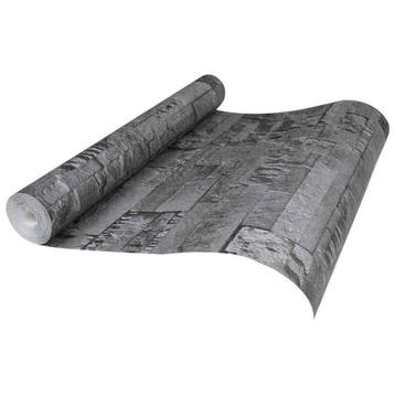 vidaXL 3D Steen Behang Zwart 10 x 0,53 m Non-Woven Stof, Verzenden, Zwart