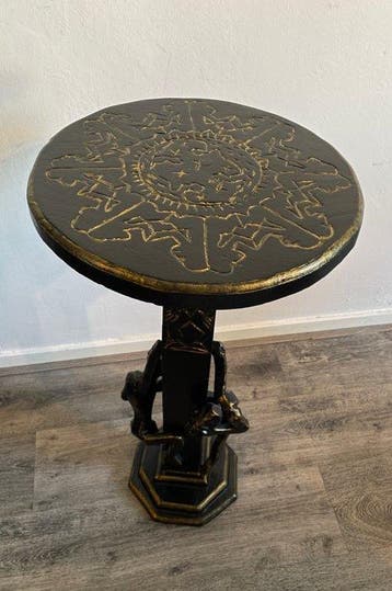 Bijzettafel - Hout, Paint - Handgedecoreerd