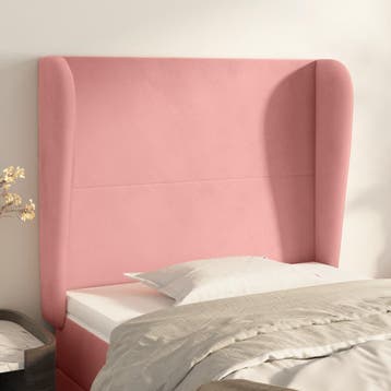 vidaXL Hoofdbord met randen 93x23x118/128 cm fluweel roze, Verzenden, Nieuw, Stof