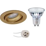 Dimbare Ronde LED Spot Set - Mat Gouden Kantelbare Inbouwspo, Ophalen of Verzenden, Nieuw