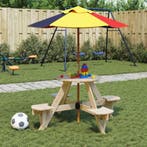 vidaXL Picknicktafel voor 4 kinderen met parasol rond, Tuin en Terras, Tuintafels, Verzenden, Nieuw, Hout