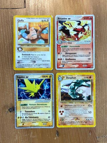 Pokémon - 4 Card - Cleffa, Arcanine, Zapdos, Donphan Foil -, Nieuw